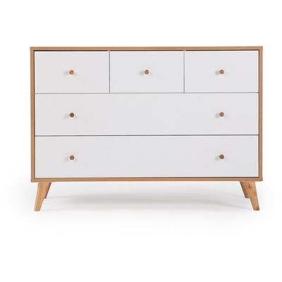 dadada Austin 5-Drawer Dresser - White / Red Oak