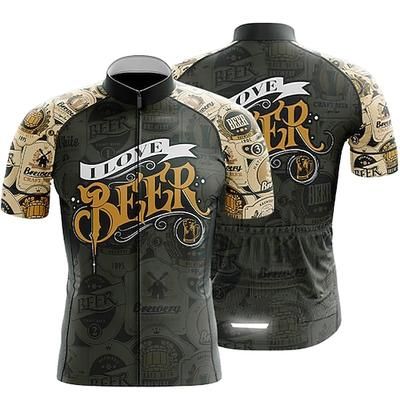 Per uomo Maglia da Ciclismo Birra Manica Corta Bicicletta Top con 3 tasche posteriori Mountain Bike MTB Ciclismo su strada Asciugatura Rapida Strisce Riflettenti Tasca Posteriore Traspirante Gli sport