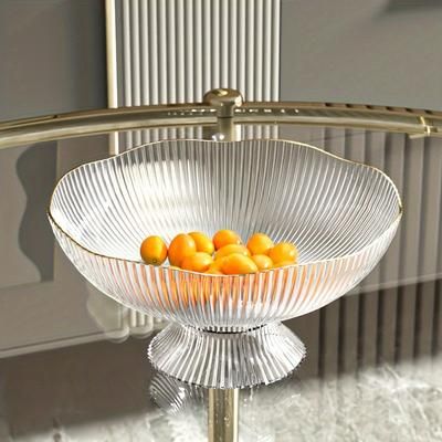 TEMU Home Light Tray Pet Transparent Plastic Ins Wind Household Snack Tray Gold Rim Basket Ktv Fruit Tray 1 Pack