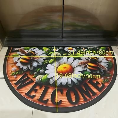 TEMU [fast Arrival] Wongirl Floral & Doormat - Non-slip, Washable Polyester Entrance Rug For Indoor/outdoor Use - Living Room, Bedroom, Kitchen, Bathroom, Patio