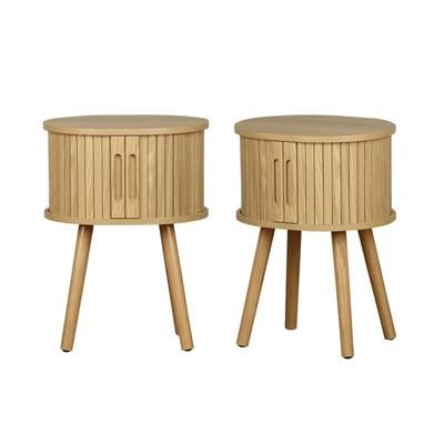 Set 2 comodini scandinavi decorazione legno 2 ante scorrevoli ,