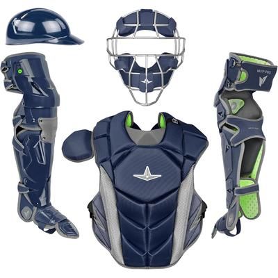 All Star MVP-Pro NOCSAE Certified Adult Traditional Mask Baseball Catcher's Set Navy/Graphite