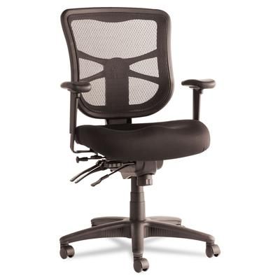 Alera EL42ME10B Elusion Series Mesh Mid-Back Multifunction Chair, Supports up to 275 lbs, Black Seat/Black Back, Black Base