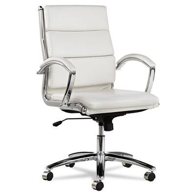 Alera NR4206 Neratoli Mid-Back Slim Profile Chair, Supports up to 275 lbs, White Seat/White Back, Chrome Base ALENR4206
