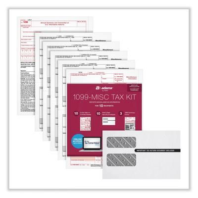 Adams Business Forms 22907KIT 1099-MISC Five-Part Laser Forms and Envelopes, Five-Part Carbonless, 8.5 x 5.5, 10/Pack - Pack of 20 TOP22907KIT