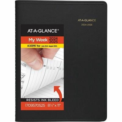 At-A-Glance 70-957-05 Weekly Appointment Book, 11 x 8.25, Black Cover, 14-Month (July to Aug): 2023 to 2024 AAG7095705