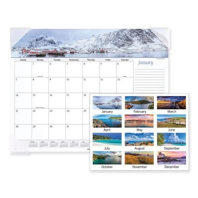 At-A-Glance 89803 Seascape Panoramic Desk Pad, Seascape Panoramic Photography, 22 x 17, White Sheets, Clear Corners, 12-Month (Jan-Dec): 2024 AAG89803