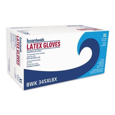 Boardwalk 345XLBX General-Purpose Latex Gloves, Natural, X-Large, Powder-Free, 4.4 mil, 100/Box - Box of 100 BWK345XLBX