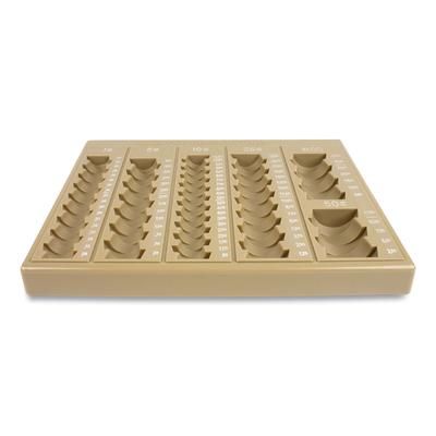 Controltek 500025 Plastic Coin Tray, 6 Compartments, 7.75 x 10 x 1.5, Tan CNK500025