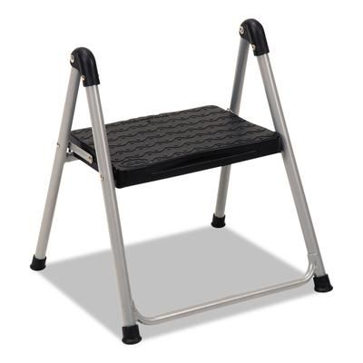Cosco 11014PBL1E Folding Step Stool, 1-Step, 200 lb Capacity, 9.9" Working Height, Platinum/Black
