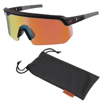 Ergodyne 55010 Skullerz AEGIR Anti-Scratch Enhanced Anti-Fog Safety Glasses, Black Frame, Orange Mirror Polycarb Lens, Ships in 1-3 Bus Days EGO55010