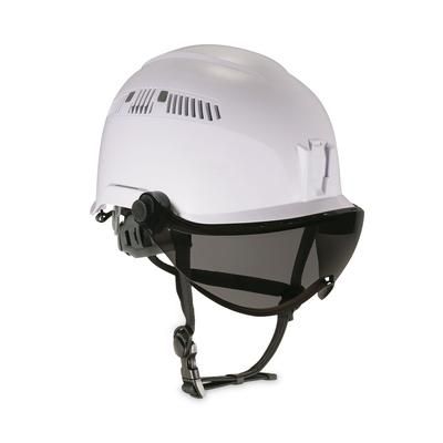 Ergodyne 60220 Skullerz 8975V Class C Safety Helmet w/8991 Visor Kit, Smoke Lens, 6-Pt Ratchet Suspension, White, Ships in 1-3 Business Days EGO60220