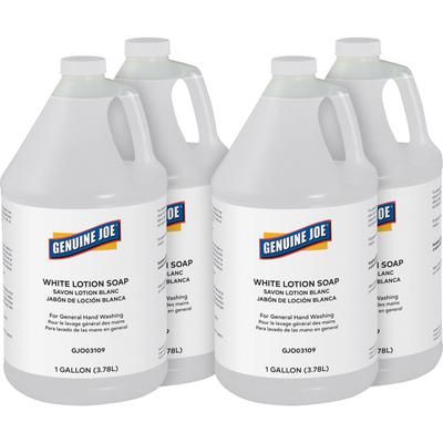 Genuine Joe 296585WHI Lotion Soap, 1 gal (3.8 L), Ink Remover, Oil Remover, Dirt Remover, Grease Remover, Grime Remover, Carbon Remover, Hand, Skin, W