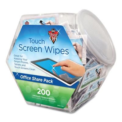 Falcon Safety DMHJ Touch Screen Wipes, 5 x 6, 200 Individual Foil Packets