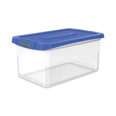 Fellowes 86101 Latch Lid Storage Bin, 22.38" x 14.19" x 10.63", Clear/Blue FEL86101