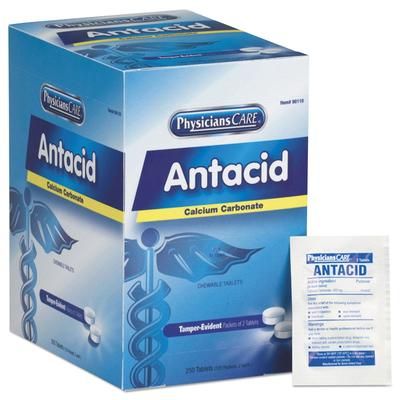 First Aid Only 90110 Over the Counter Antacid Medications for First Aid Cabinet, 2 Tablets/Packet, 125 Packets/Box - Box of 250