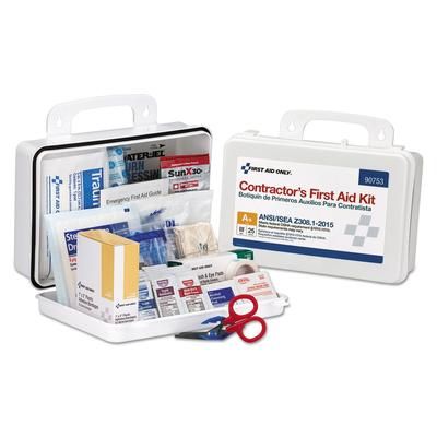 First Aid Only 90753 Contractor ANSI Class A+ First Aid Kit for 25 People, 128 Pieces, Plastic Case - 1 Kit
