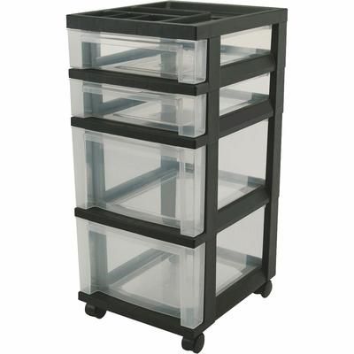 Iris 116827 Mini Chests, 4-Drawer, 12-1/16" x 14-1/4" x 26-7/16", Black IRS116827