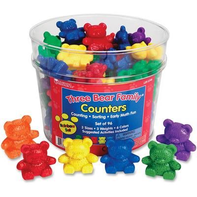 Learning Resources LER0744 Three Bear Family Counters, Rainbow Set, 96Pcs, Multi - 1 Set LRNLER0744