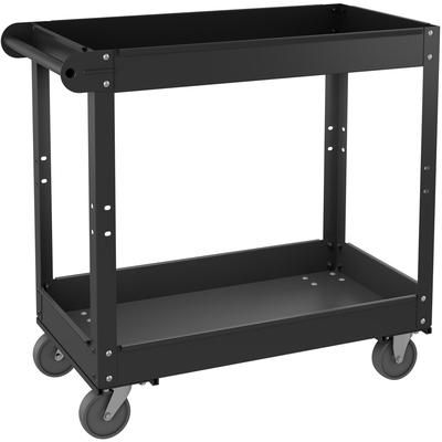 Lorell 59689 Utility Cart, 2-Shelf, 16"Wx30"Lx32"H, Black