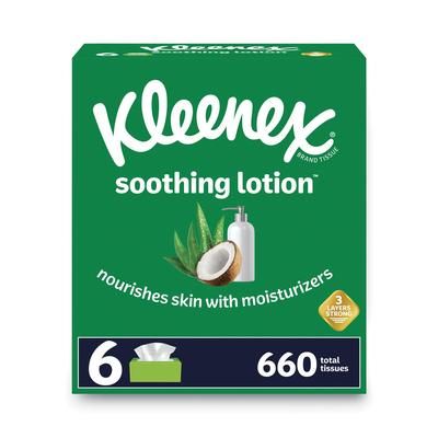 Kleenex 51758 Lotion Facial Tissue, 3-Ply, White, 110 Sheets/Box, 6 Boxes/Pack - Pack of 6