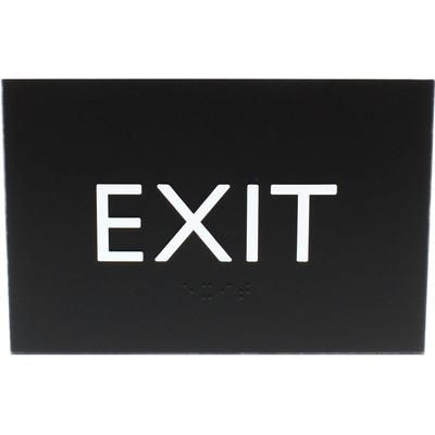 Lorell 02671 Exit Sign, 1 Each, 4.5" x 6.8" Height, Rectangular Shape, Easy Readability, Braille, Plastic, Black LLR02671