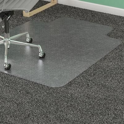 Lorell 25757 PlushMat Standard Lip Chairmat, 48" Length x 36" x 0.13" Thickness, Lip Size 10" Length x 19" Width, Vinyl, Clear LLR25757