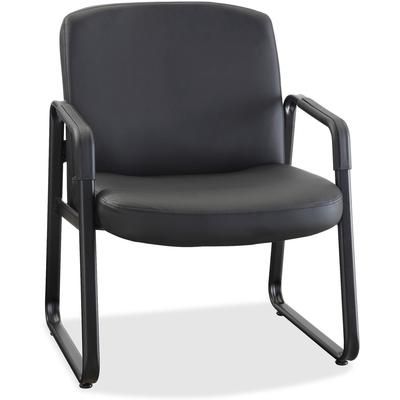 Lorell 84587 Leather Guest Chair, 26-1/4" x 27-1/4" x 35", Black LLR84587