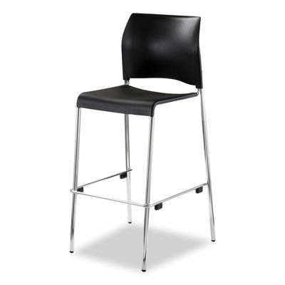 National Public Seating 8810B1110 Cafetorium Bar Height Stool, Supports Up to 500lb, 31" Seat Height, Black Seat, Black Back, Chrome Base