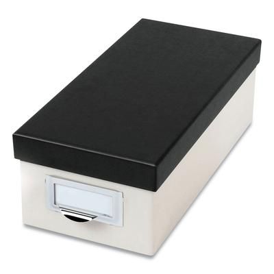 Oxford 24401226 Index Card Storage Box, Holds 1,000 3 x 5 Cards, Pressboard, Marble White/Black, 5.5 x 11.5 x 3.88 OXF24401226