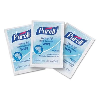 Purell 9026-1M Cottony Soft Individually Wrapped Sanitizing Hand Wipes, 5 x 7, 1000/Carton - Case of 1000 GOJ90261M