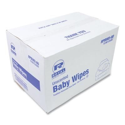 Royal RPBWU-80 Baby Wipes Tub, White, 80/Tub, 12/Carton - 12 Packs of 80 RPPRPBWU-80