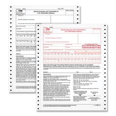 TOPS 2202 1096 Summary Transmittal Tax Forms, Two-Part Carbonless, 8 x 11, 1/Page, 10 Forms - Pack of 10 TOP2202
