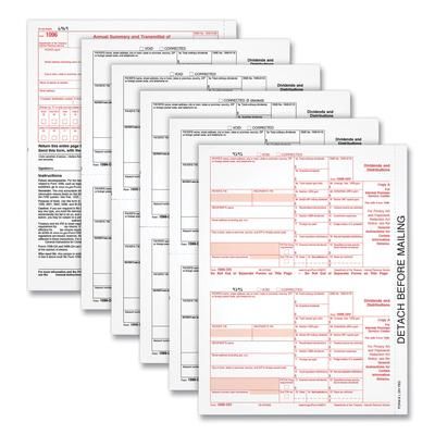 TOPS 22973 1099-Div Tax Forms, Five-Part Carbonless, 5.5 x 8, 2/Page, (24) 1099s and (1) 1096 - Pack of 75