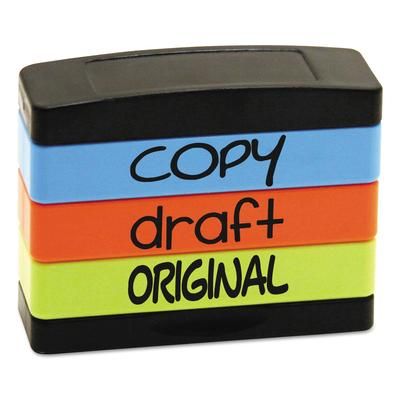 U.S. Stamp & Sign 8801 Stack Stamp, COPY, DRAFT, ORIGINAL, 1 13/16 x 5/8, Assorted Fluorescent Ink USS8801
