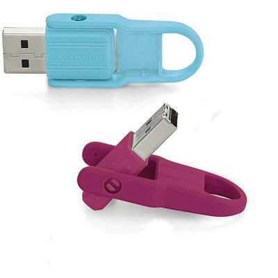 Verbatim 70377 16GB Store 'n' Flip USB Flash Drive - 2pk - Berry, Blue - Pack of 2 VER70377