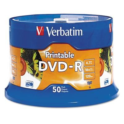 Verbatim 95137 DVD-R Disc, 4.7 GB, 16x, White, 50/Pk K44547