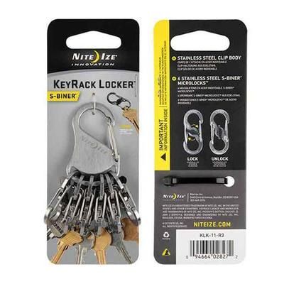 Nite Ize Keyrack Locker - Locking Keyring with Six Mini S-Biners - Stainless 1
