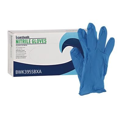 Boardwalk Disposable Powder-Free Nitrile Gloves, Small, Blue, 5 mil, 100/Box (BWK395SBXA)
