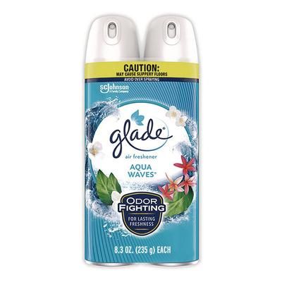 Glade Air Freshener, Aqua Waves Scent, 8.3 oz Aerosol Spray, 2/Pack (SJN357471)
