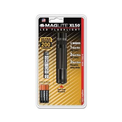 Maglite XL50 LED Flashlight, 3 AAA, 200 Lumens, Black (459-XL50-S3016)
