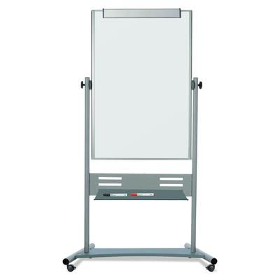MasterVision Magnetic Reversible Mobile Easel, 35 2/5w x 47 1/5h, 80"h Easel, White/Silver (BVCQR5203)