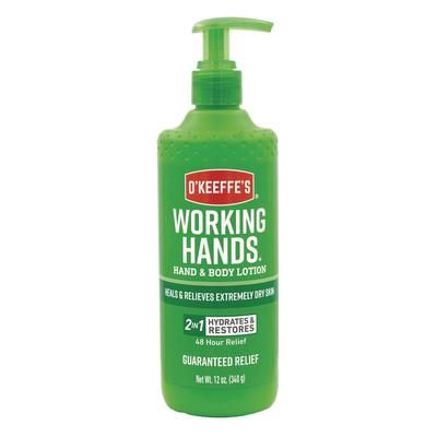 O'Keeffe's Working Hands Hand and Body Lotion, 12 oz Pump Bottle, Unscented (GOR115760)