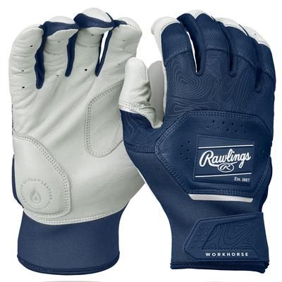 Rawlings Workhorse Adult Batting Gloves White/Navy