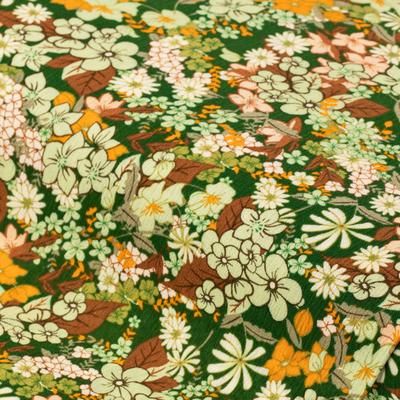 Tissu viscose pour chemisisers / javanaise "petites fleurs", vert/coloré