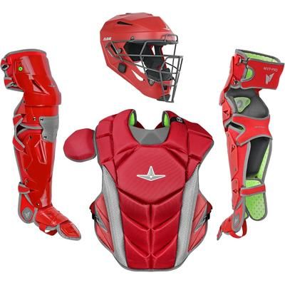 All Star MVP-Pro NOCSAE Certified Adult Baseball Catcher's Set Scarlet/Graphite