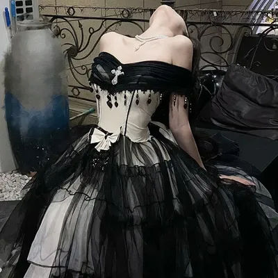 Coalfell Lolita Original Design Gothic Church Flower Wedding Large Dress Hem Lolita Long Dress Dark Gorgeous Dress Female