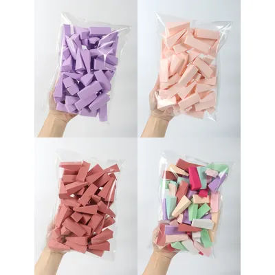 50 Pieces of Random Color Facial Curve Mixed Makeup Sponge, Latex-Free, Small Wedge-Shaped Smooth Application Beauty Sponge Applicator