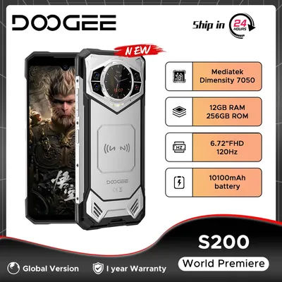 Global Version DOOGEE S200 Rugged Phone 32GB(12+20) 256GB 6.72" FHD+ 120Hz Dimensity 7050 100MP Camera 10100mAh 33W Charge NFC
