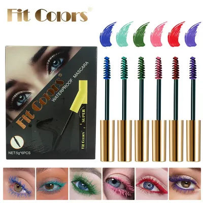6 Color/Set Mascara Thick Curl 3D Mascara Non-smudding Stage Makeup Natural Lasting Purple White Red
